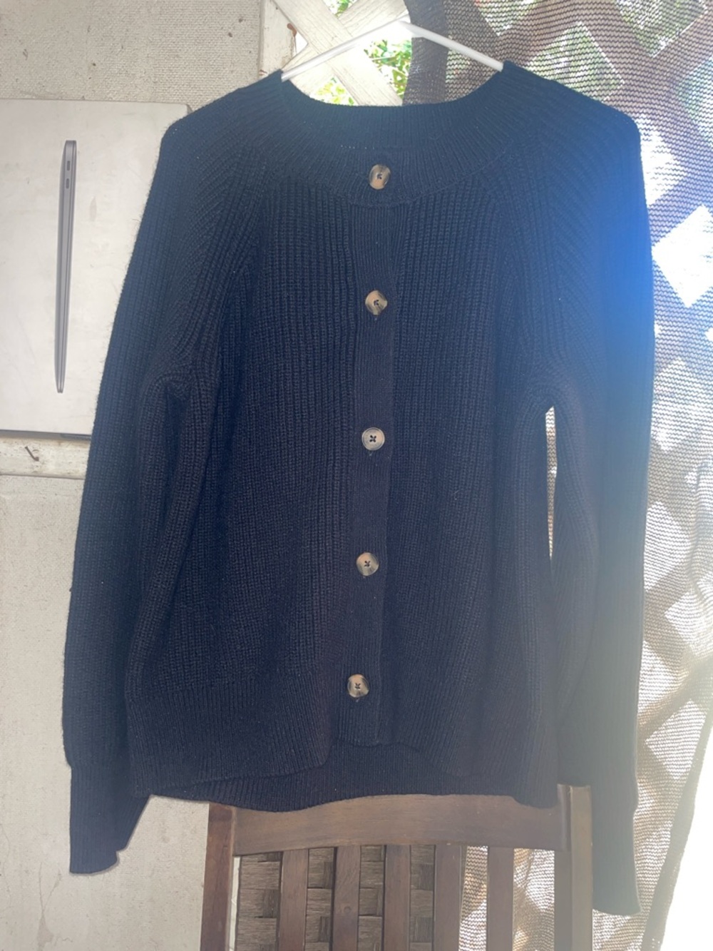 Banana Republic Black Button-Front Knit Cardigan